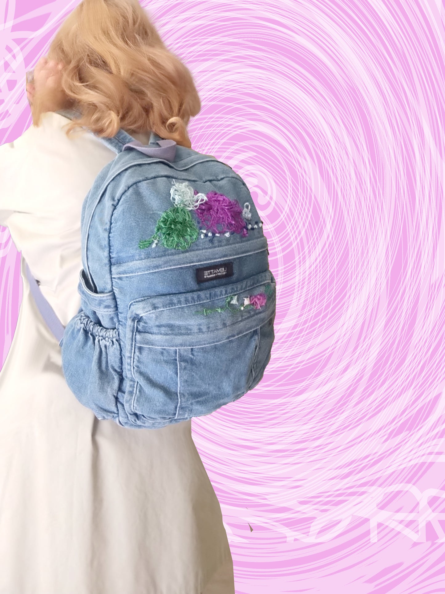 Zaino Jeans con ricamo Controcorrente