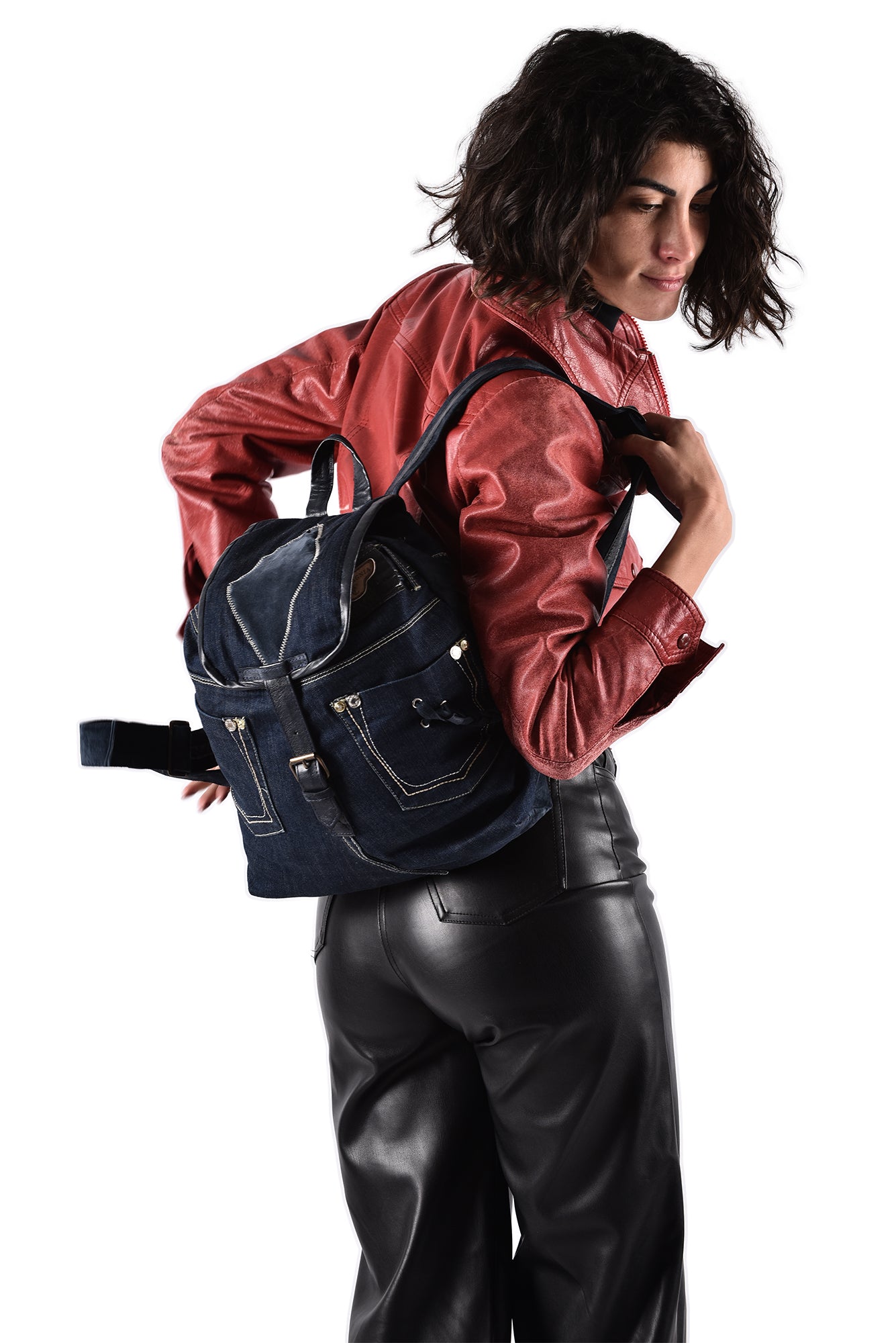 zainetto casual jeans e pelle