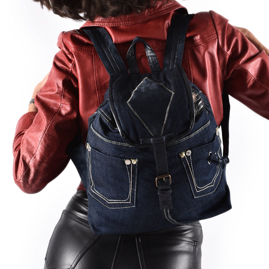 zaino jeans e pelle in unica variante